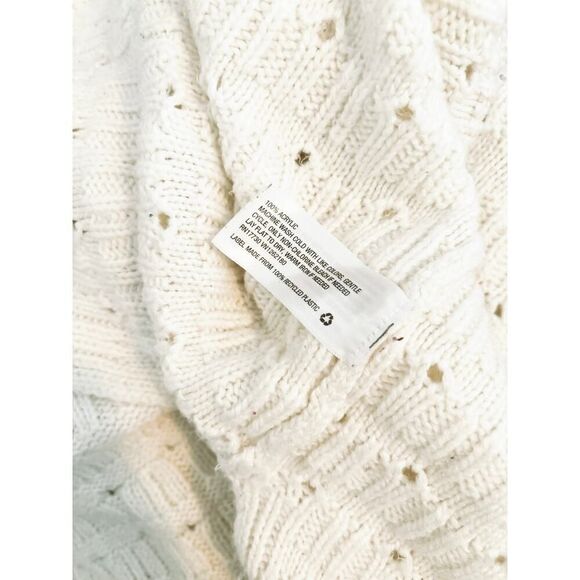 Ava & Viv Ivory Long Sleeve Open Knit Round Neck Sweater Plus Size 1X - Picture 5 of 5